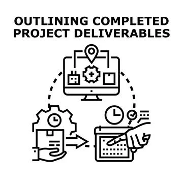 Outlining completed project deliverables workflow concept 스톡 일러스트