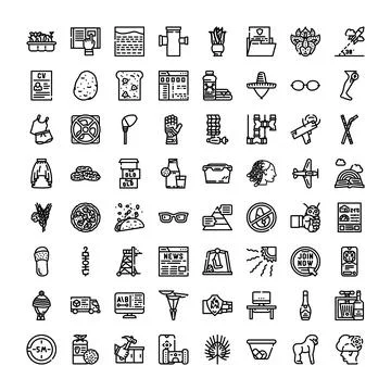 Outlining a large collection of diverse web design symbols Illustrazione stock