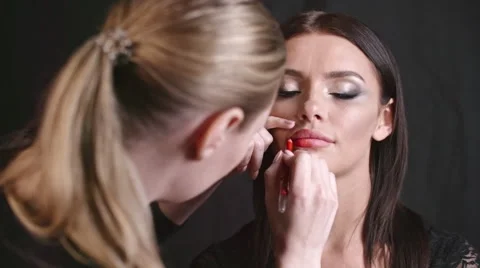 Outlining Lips Stock Footage