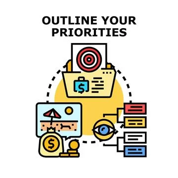 Outlining objectives and visualizing personal financial goals Stock Illustration