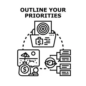 Outlining objectives and visualizing personal financial goals Stock Illustration