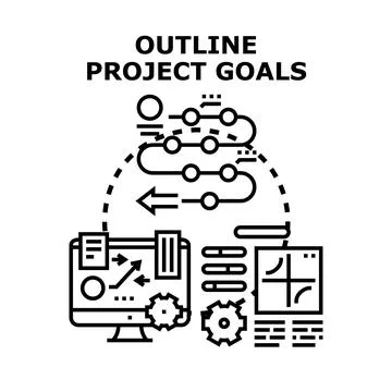 Outlining project goals business development strategy Illustrazione stock
