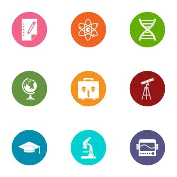 Outlook icons set, flat style Stock Illustration