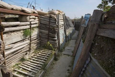 Outlook post inside the trenches of Massiges. Stock Photos