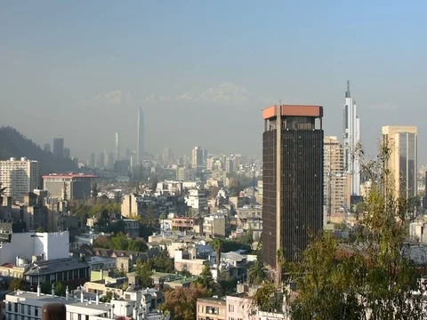 Outlook from Santa Lucía towards in Santiago Stock Footage