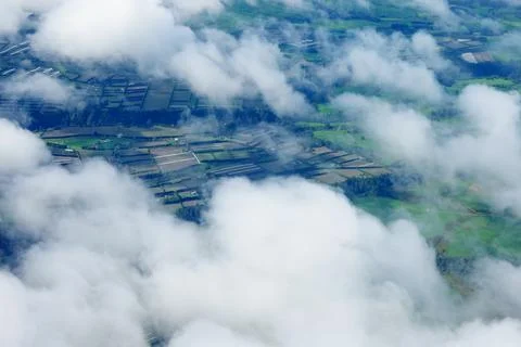 Outlook from window in airliner Stock Photos
