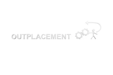 OUTPLACEMENT concept white background 3d render illustration Stock Illustration