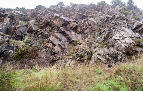 Output of granite rock to the surface. Photos