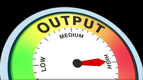 Output Level Text or Word  Low and Medium to High Meter Concept Animation Stock Footage 288659912