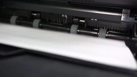 The output of printed sheets from the printer. printing documents in the office Stock Footage 143273722