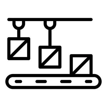 Output products icon outline vector. Factory process Illustrazione stock