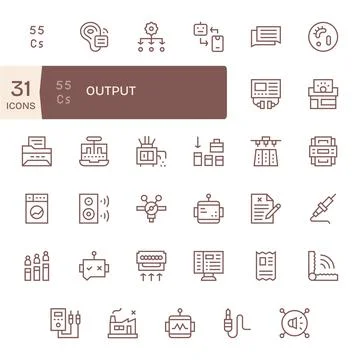 Output Ultimate Vector Package with 35 High Resolution Regular Line Editabl.. Stock Illustration