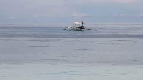 Outrigger on Bohol beach Stock Footage 39979579