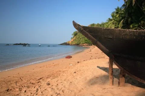 Outrigger on Cola beach Stock Photos