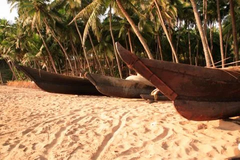 Outriggers on the beach Foto stock