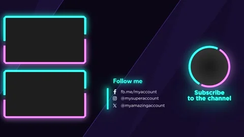 Outro, End Screen, Video Card LED Neon Template Stock After Effects