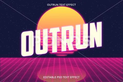 Outrun retro editable text effect PSD Template