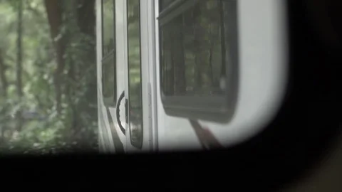 Outside of 5th Wheel RV from Inside Window Stock Footage 80533790
