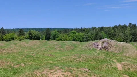 Outside backside view of Fort Vaux in Vaux-devant-Damloup near Verdun Stock Footage 201312762