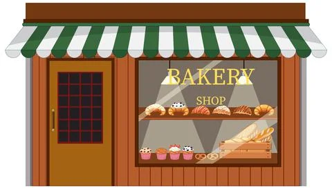 Outside of bakery shop background Stock Illustration