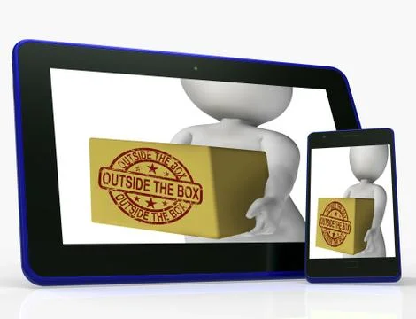 Outside The Box Character Shows Thinking Creatively And Original Stock Illustration