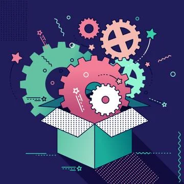Outside the box innovation concept Illustrazione stock