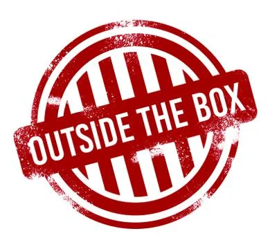 Outside the Box - red grunge button, stamp Stock Illustration