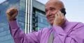 Outside Building Office Excited Happy Business Person Receive Mobile Good News 4k or 4k+ Resolution