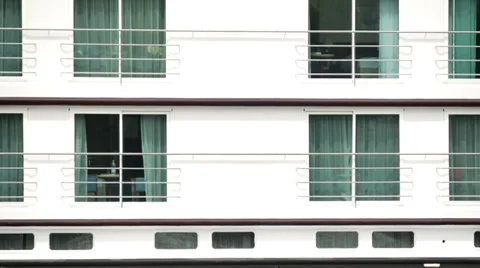 Outside cabins on a passenger ship Stock Footage 38335622
