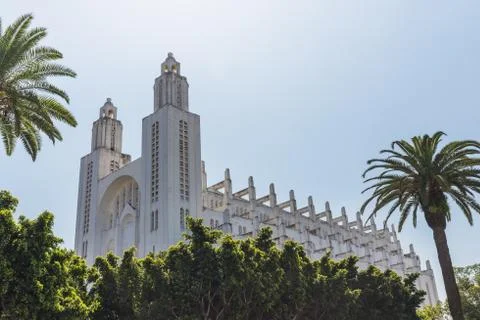 The outside of casablanca cathedral with tree Stock Photos