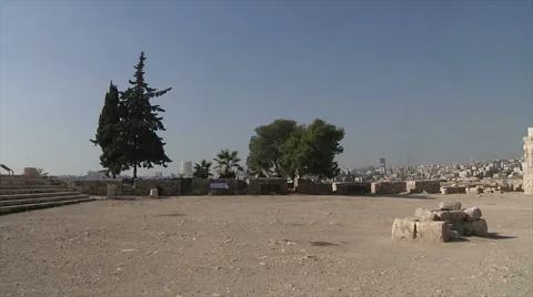 Outside of citadel Amman pan Stock Footage 58494765