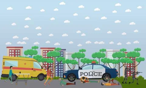 Outside emergency help vector illustration in flat style Illustrazione stock