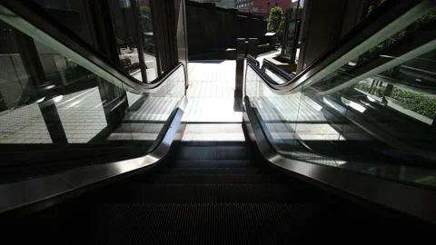 Outside escalator going down in Tokyo. Stock Footage 220093770