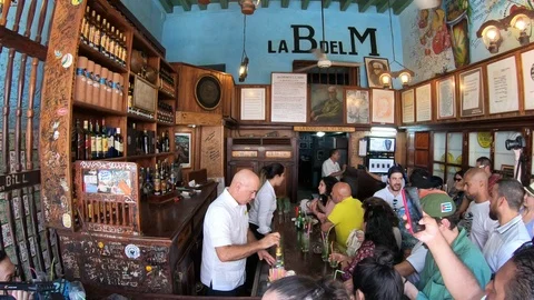 Outside the La Bodeguita del Medio bar in Havana, Cuba Stock Footage 90920008
