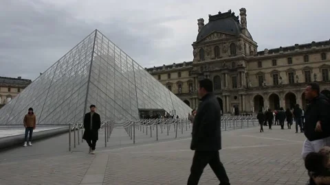 Outside the Lourve Stock Footage