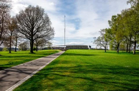 Outside memorial and statue of Robert the Bruce at Battle of Bannockburn Stock Photos