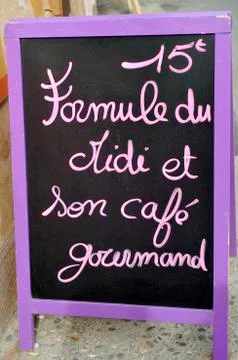 Outside menu sign Foto stock