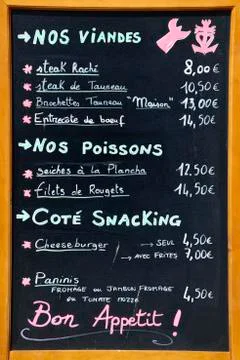 Outside menu sign Stock Photos
