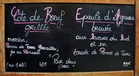 Outside menu sign Stock-Fotos