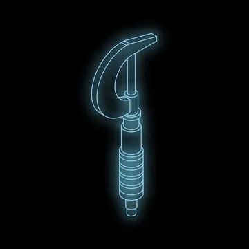 Outside micrometer glowing on dark background measuring tool Stock Illustration