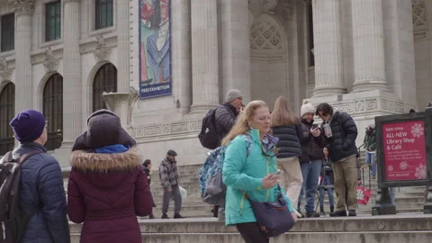 Outside NYC Public Library Stock Footage 231418722