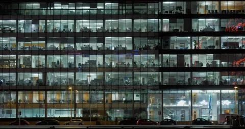 Outside of Office  Building at Night Stock Footage 123122463