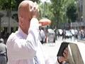 Outside Office Fieldwork Worrying News Troubled Businessman Read Tablet Mails 4k or 4k+ Resolution