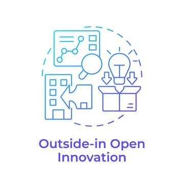 Outside in open innovation blue gradient concept icon Stock Illustration