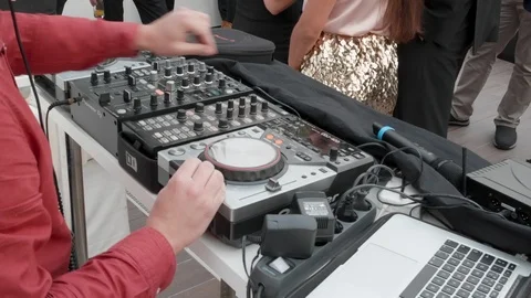 Outside party with live DJ Stock Footage 106498276