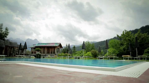 Outside Pool Area Stock Footage 36052889