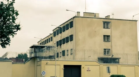 Outside the prison building in Poland Stock Footage 40620999