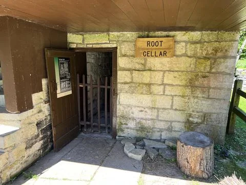 Outside the Root Cellar in Historic Spring Mill State Park Stock Photos