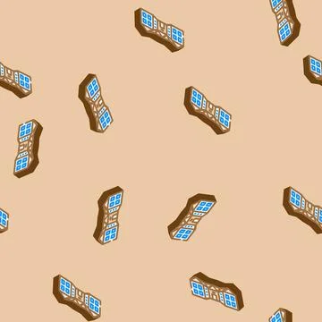 Outside school building isometric icon seamless pattern 스톡 일러스트