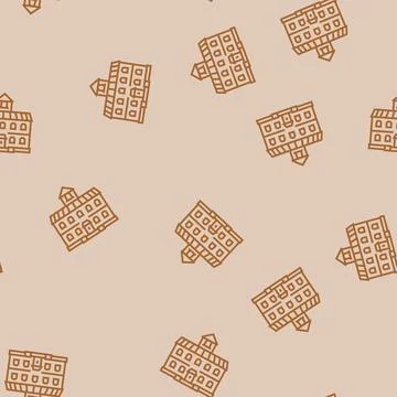 Outside school building line seamless pattern Stock Illustration
